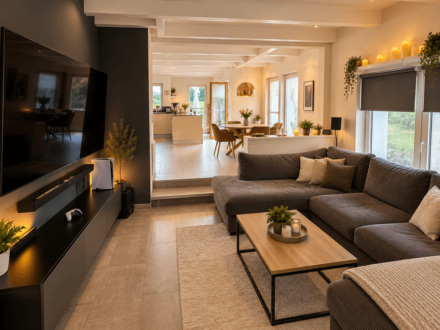Wohnzimmer mit gemütlicher Sofalandschaft